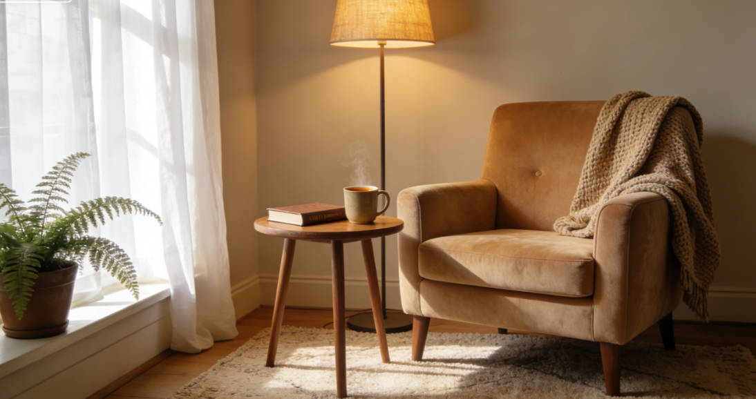 Use neutral colors as a base with warm accent tones